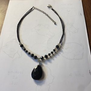 Lia Sophia Gorgeous Collectible & Vintage Black & Clear Beads Necklace, Crystal